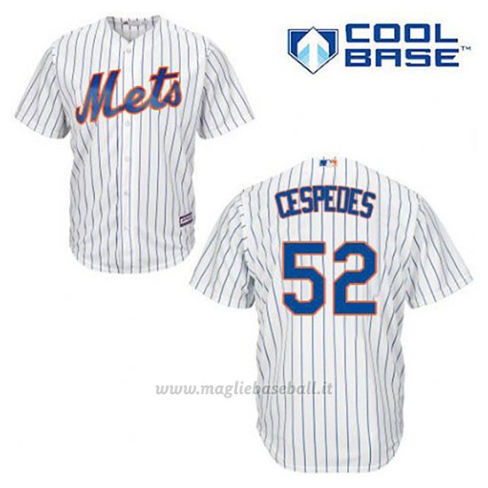 Maglia Baseball Uomo New York Mets Yoenis Cespedes 52 Bianco 1ªCool Base